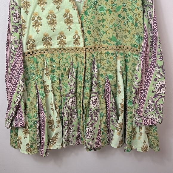 NEW Free People Hazy Baby printed boho swing mini dress tunic top in Sweet Mint - Picture 6 of 15